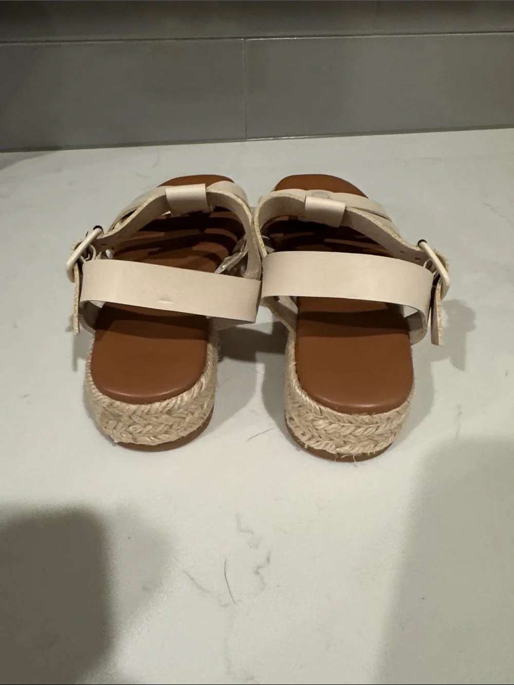 Women's American Eagle Cream Woven Strap Espadrille Sandals
